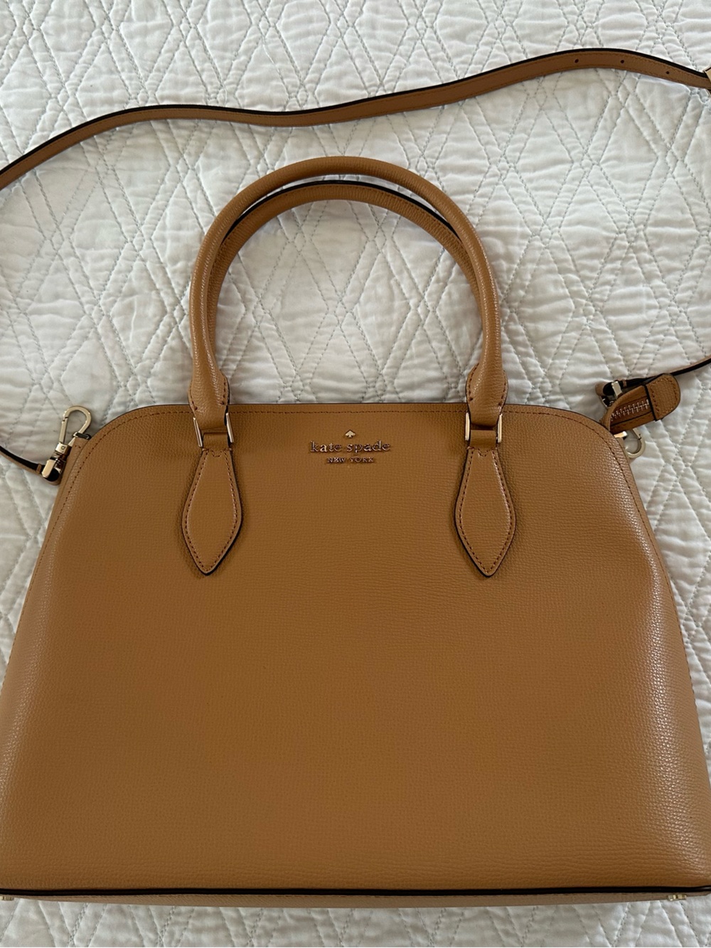 kate spade Caramel Tan Pebbled Leather Dome Satchel